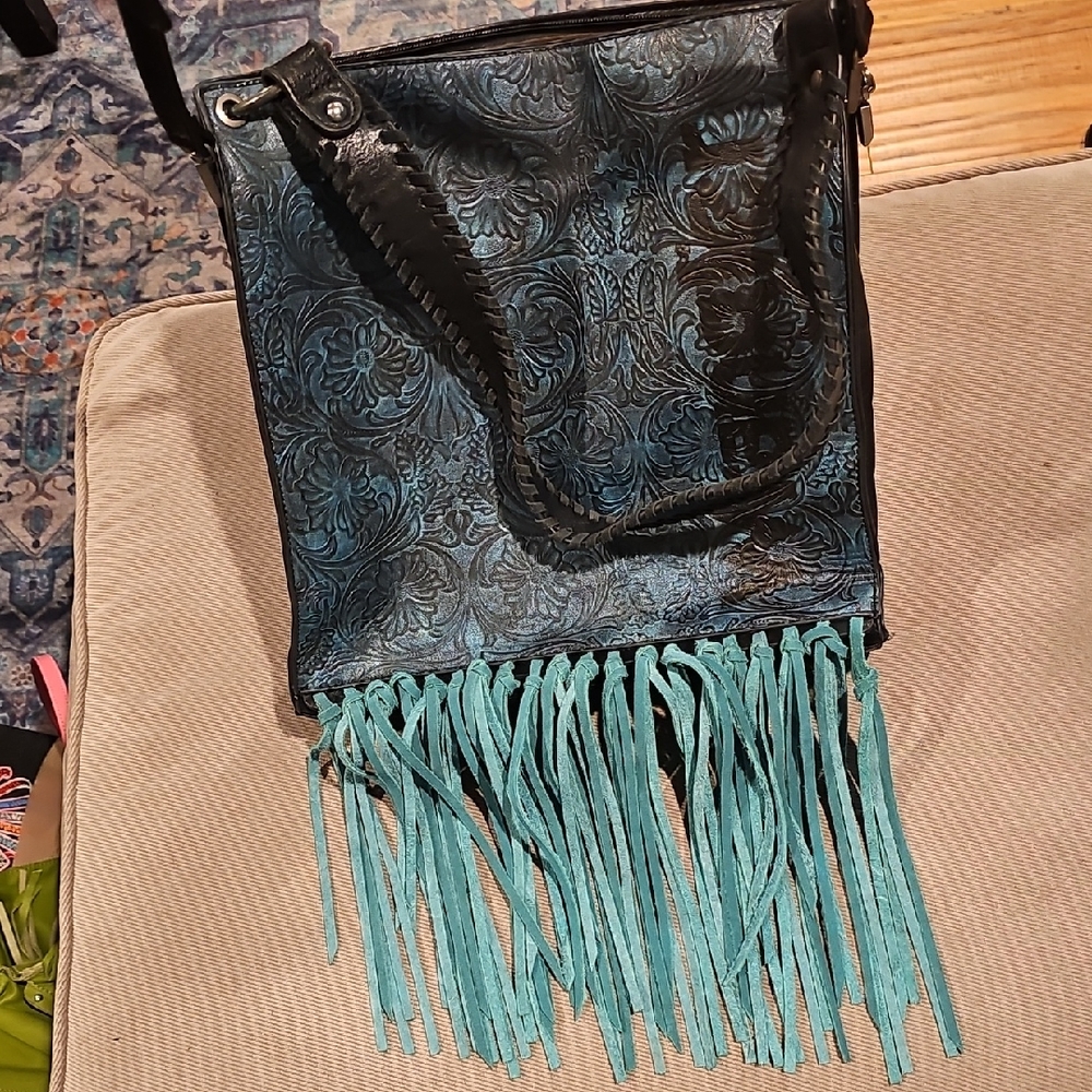 Wrangler Black and Teal Floral Crossbody